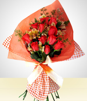 Amor y Romance - Bouquet de Doce Rosas