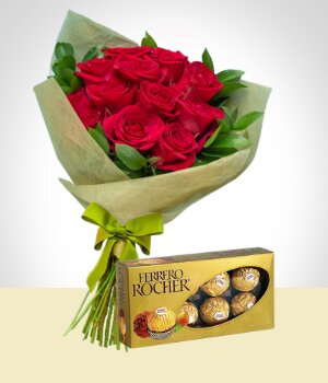 San Valentn - Combo Tradicin: Bouquet de Rosas y Chocolates