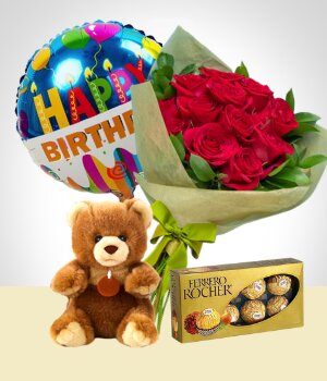Cumpleaños - Bouquet + Peluche + Chocolates + Globo