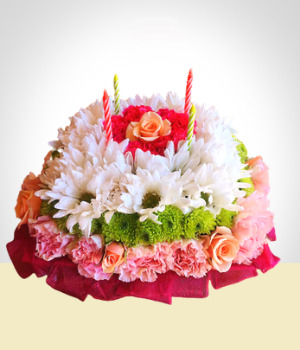Flores :  - Torta de Cumpleaños Floral